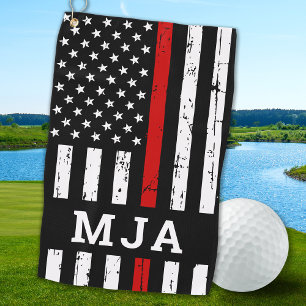 Thin Red Line Personalised Monogram Firefighter Golf Towel