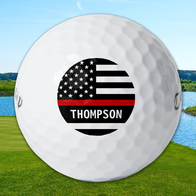 Thin Red Line Personalised Name Firefighter Golf Balls (Creator Uploaded)