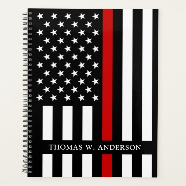 Thin Red Line Personalised Name Firefighter Planner (Front)