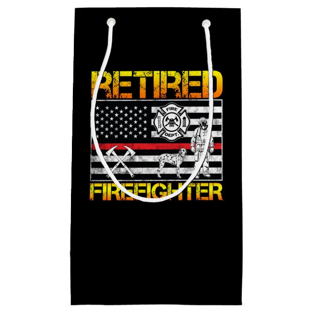 Thin Red Line Retired Firefighter Retirement Small Gift Bag (Front)