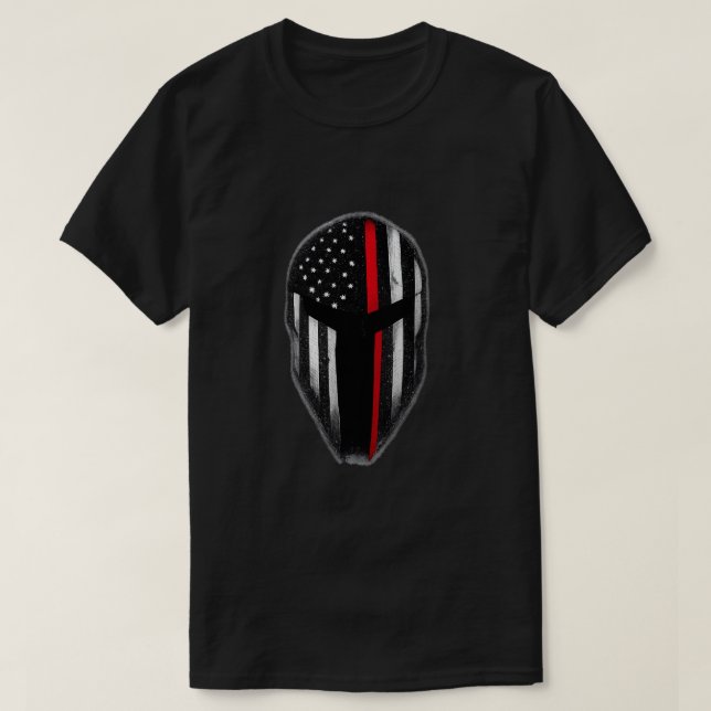 Thin Red Line Spartan Helmet T-Shirt (Design Front)