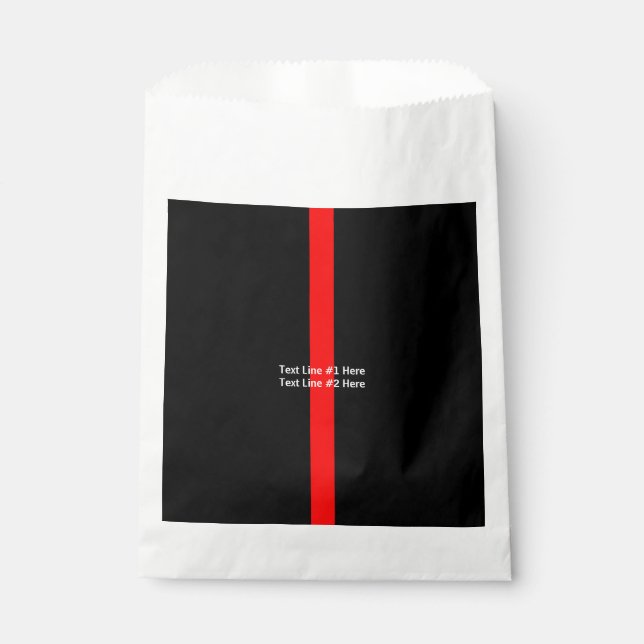 Thin Red Line Symbolic Memorial with text on a Favour Bags (Front)
