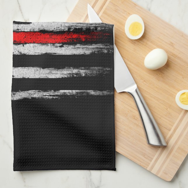 Thin Red Line Tea Towel (Quarter Fold)