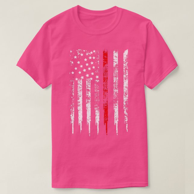 Thin Red Line US Flag Distressed Firefighter Gift T-Shirt (Design Front)