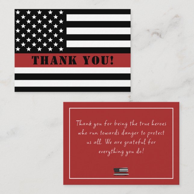 Thin Red Line USA Flag Firefighter Appreciation Card (Front/Back)