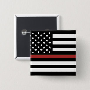 Thin Red Line USA Flag Firefighter Fire Department 15 Cm Square Badge