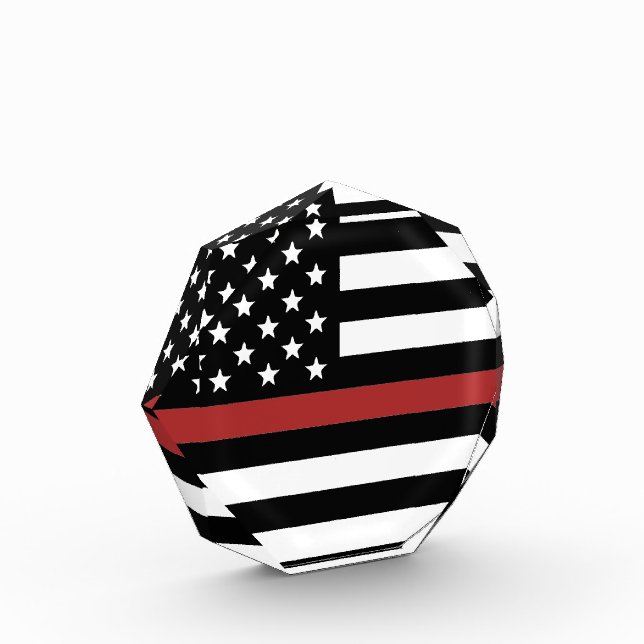 Thin Red Line USA Flag Firefighter Fire Department Photo Block (Left)