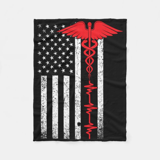 Thin Red Line Usa Flag Nurse  Fleece Blanket (Front)