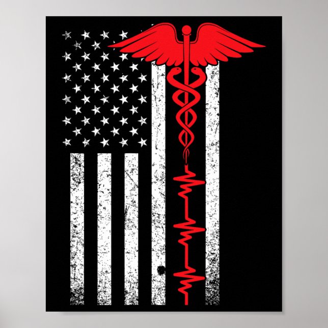 Thin Red Line Usa Flag Nurse For Women Girls Kids  Poster (Front)