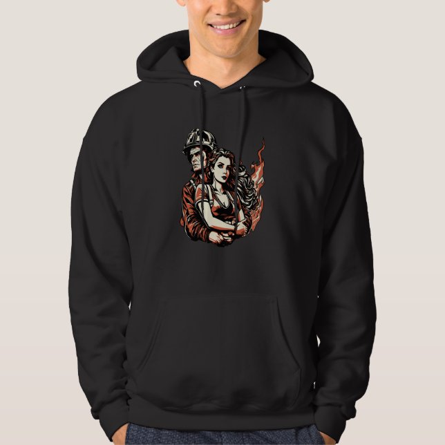Thin Red Line Wife Fire Fireman Department Firefig Hoodie (Front)