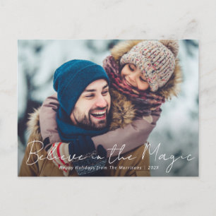 thin script photo christmas holiday greeting card