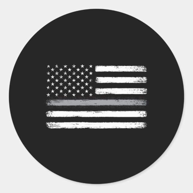 Thin Silver Line Flag Correctional Officer Correct Classic Round Sticker (Front)