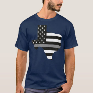 Thin Silver Line Texas  Flag Correctional State T-Shirt
