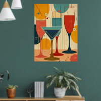 Thin Stemmed Wine And Cocktail Glasses Retro Desig