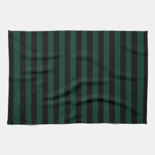 Thin Stripes - Black and Dark Green Tea Towel