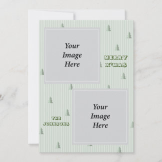 Thin Stripes Christmas Tree Merry Christmas Holiday Card