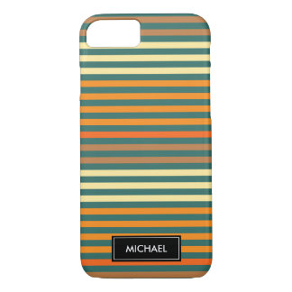 Thin Stripes Green & Orange | Custom Name Case-Mate iPhone Case