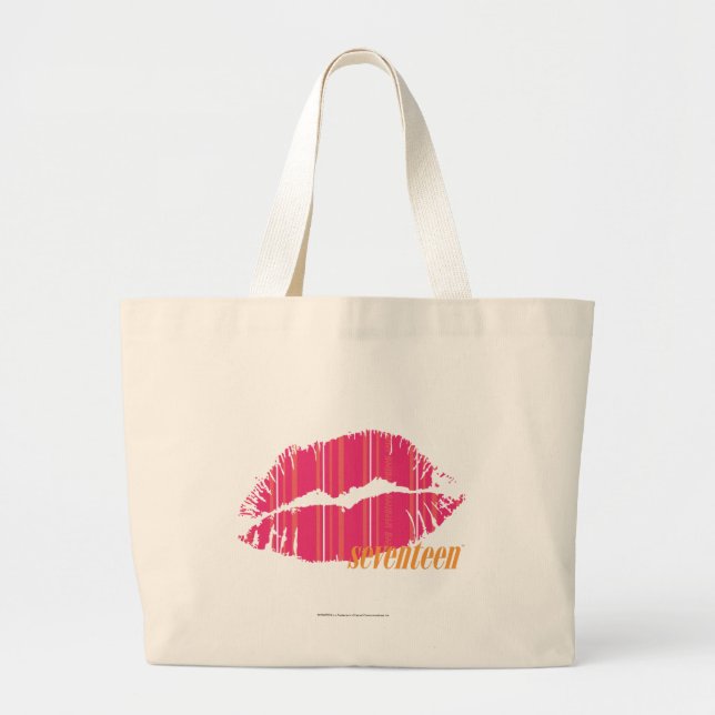 Thin Stripes Magenta Large Tote Bag (Front)