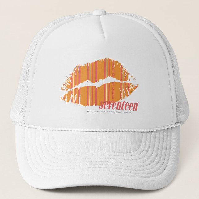 Thin Stripes Orange Trucker Hat (Front)