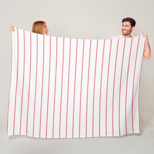 Thin stripes, pale pink on white fleece blanket (In Situ)