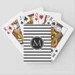Thin Stripes Pattern Playing Cards<br><div class="desc">Modern elegant design. Stripes pattern. Black and white. Custom monogram. Design by José Ricardo</div>