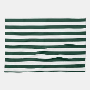 Thin Stripes - White and Dark Green Tea Towel