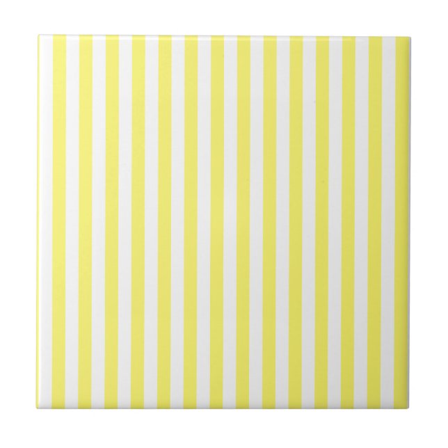 Thin Stripes - White and Lemon Tile (Front)