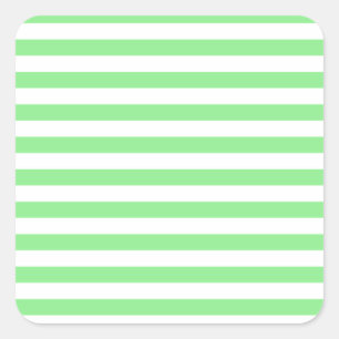 Thin Stripes - White and Light Green Square Sticker