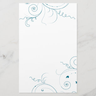 Thin Teal Swirls Stationery