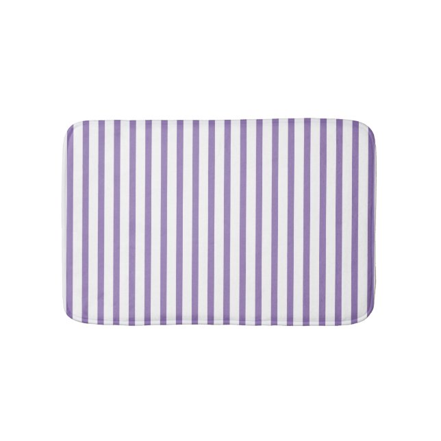 Thin Vertical Stripes Striped Lavender Bath Mat (Front)