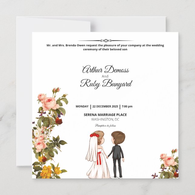 Thin Wedding Invitation Magnetic Card (Front)