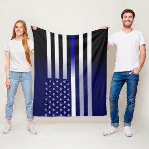 Thin White/Blue Line Fleece Blanket
