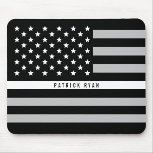 Thin White Line American Flag EMS EMT Monogrammed Mouse Pad