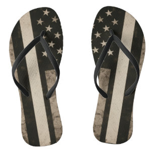 Thin White Line American Flag Flip Flops