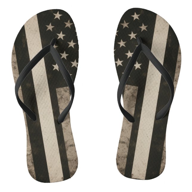 Thin White Line American Flag Flip Flops (Footbed)