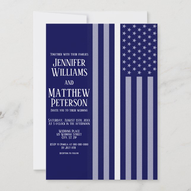 Thin White Line Doc/Nurse/EMS Flag Wedding Invitation (Front)