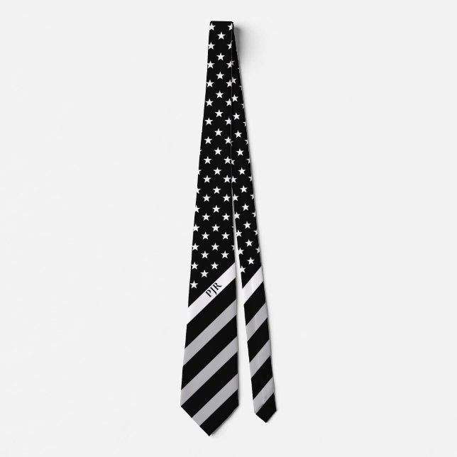 Thin White Line EMS EMT American Flag Monogram Tie (Front)
