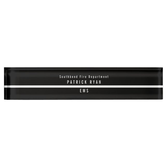 Thin White Line EMS Modern Monogram Nameplate (Front)
