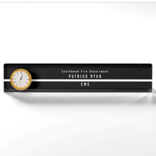 Thin White Line EMS Monogram Clock Nameplate