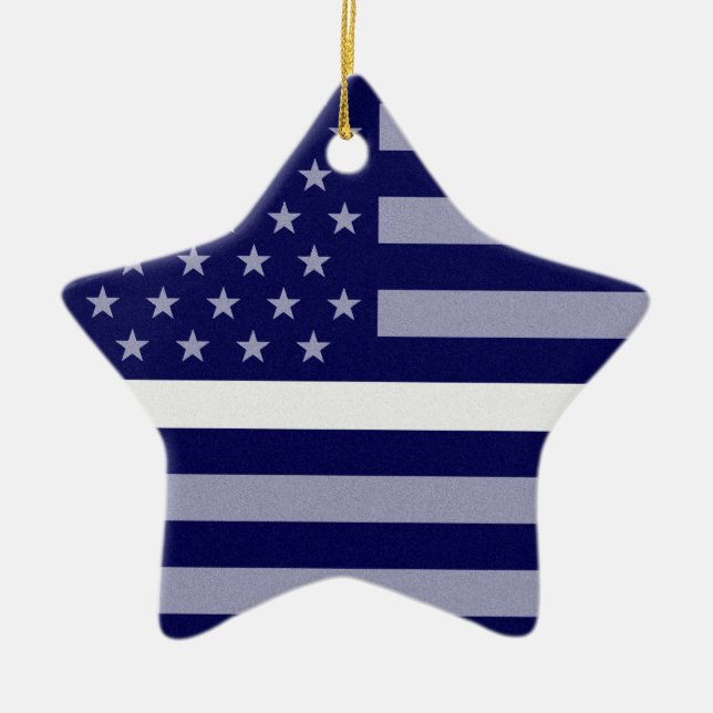 Thin White Line Flag Ceramic Tree Decoration (Front)