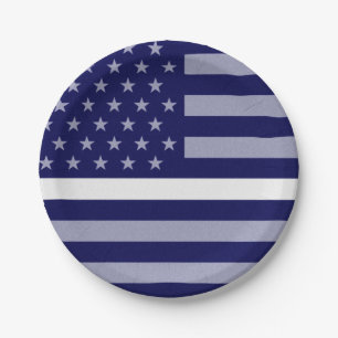 Thin White Line Flag Paper Plate