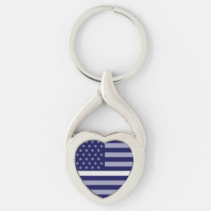 Thin White Line Glitter Flag Key Ring