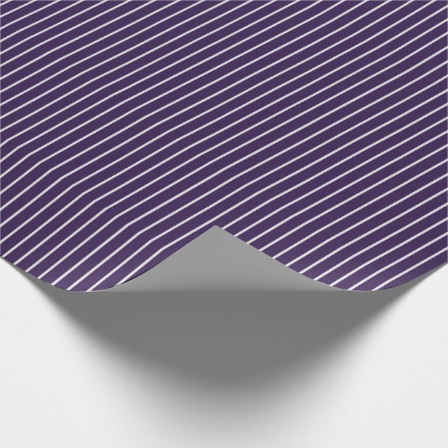 Thin White Pinstripes on Dark Purple Wrapping Paper (Corner)