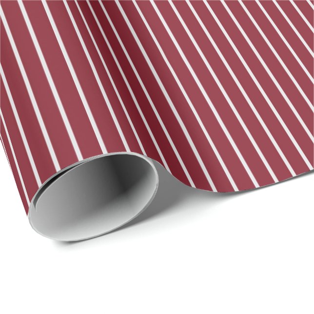 Thin White Pinstripes on Dark Red Wrapping Paper (Roll Corner)