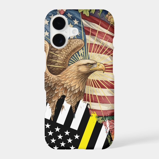 Thin Yellow Line Case, Dispatchers, American Flag (Back)