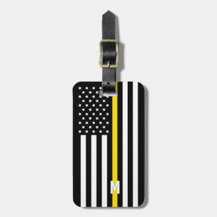 Thin Yellow Line Dispatcher American Flag Monogram Luggage Tag