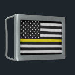 Thin Yellow Line Dispatchers Flag Belt Buckle<br><div class="desc">Thin Yellow Line Dispatchers Flag is a patriotic American flag with a thin yellow line that represents dispatchers. Great gift for dispatcher,  gift for police,  gift for firemen and awesome gift for patriot. Visit our store to find more Thin Line designs and patriotic gift ideas.</div>