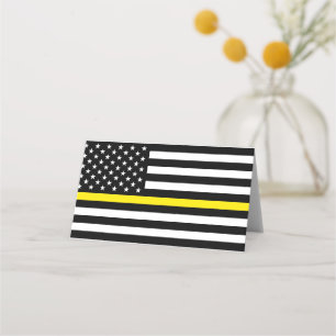 Thin Yellow Line Dispatchers Flag Place Card