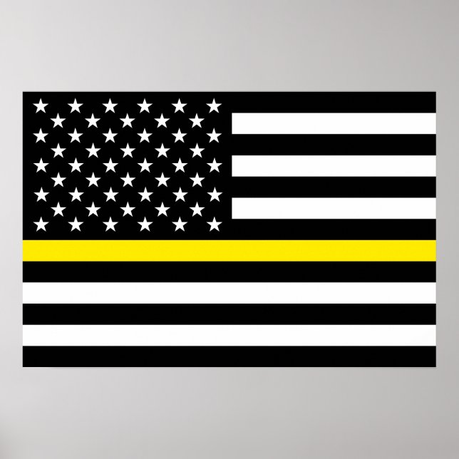 Thin Yellow Line Dispatchers Flag Poster (Front)