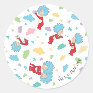 Thing 1 Thing 2 Sweet Things Pattern Classic Round Sticker